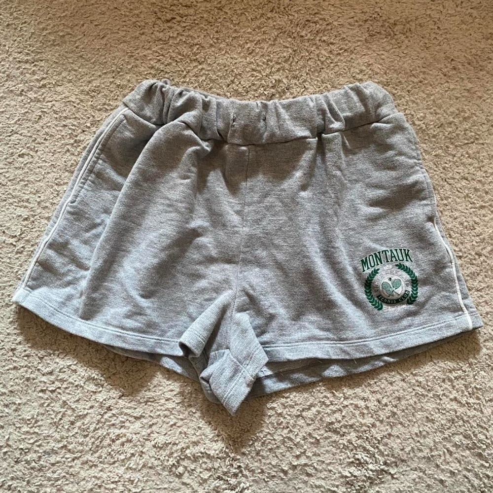 Gray Athletic Shorts with Montauk Logo